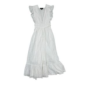 Revolve Majorelle Mistwood Wrap Midi Dress Size S Eyelet Ruffle Cottagecore